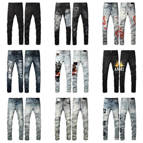 AMIRI neue Buchstabe LOGO gerissen Patch slim-fit skinny jeans-4253  