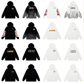 AMIRI Tinte-Spritzfarbe Sternenhimmel Riss Einhorn Arm Hoodie Sweatshirt-4494  